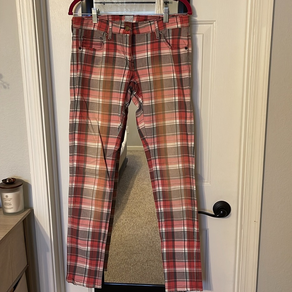 RARE VINTAGE SASS & BIDE RED PLAID JEANS ~ 29